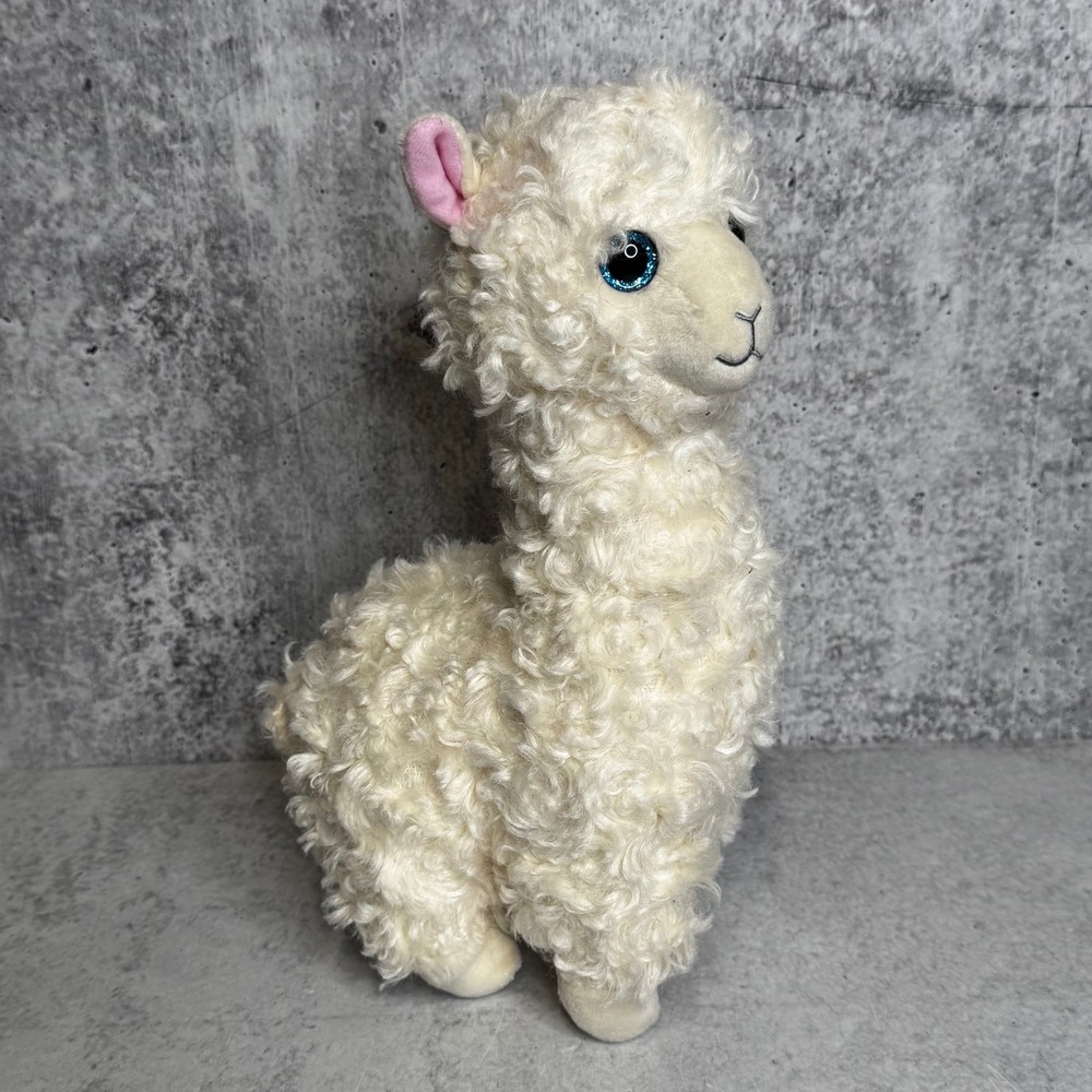 Ty Classic Collection Lily the Llama Alpaca White Plush Blue Glitter Eyes 11"